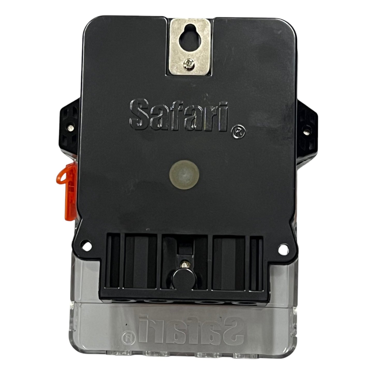Black electronic device with 'Safari' branding on a white background