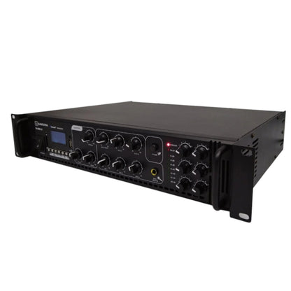 Sakura 500W Public Address Amplifier 220V PA 500 UB Bluetooth USB/SD Port Fm Tuner Build in Chime 3 Microphone Input 6 Individual Zone Control