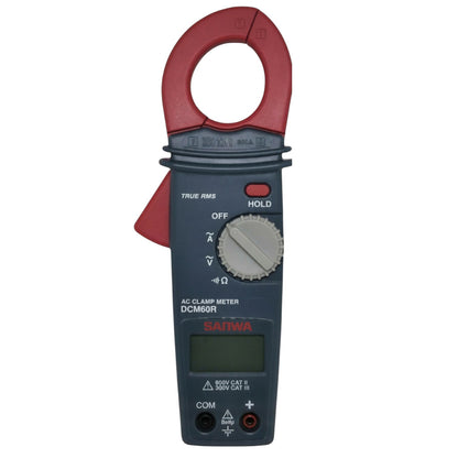 Saiwa AC clamp meter on a white backgroundSanwa DCM60R Digital Clamp Tester True RMS Range 600A AC 600V AC Made In Japan Electx Electrical SUpply
