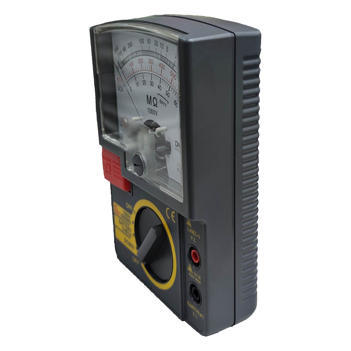 Sanwa Insulation Resistance Tester DM1009S with analog display and test lead connectors for electrical testing