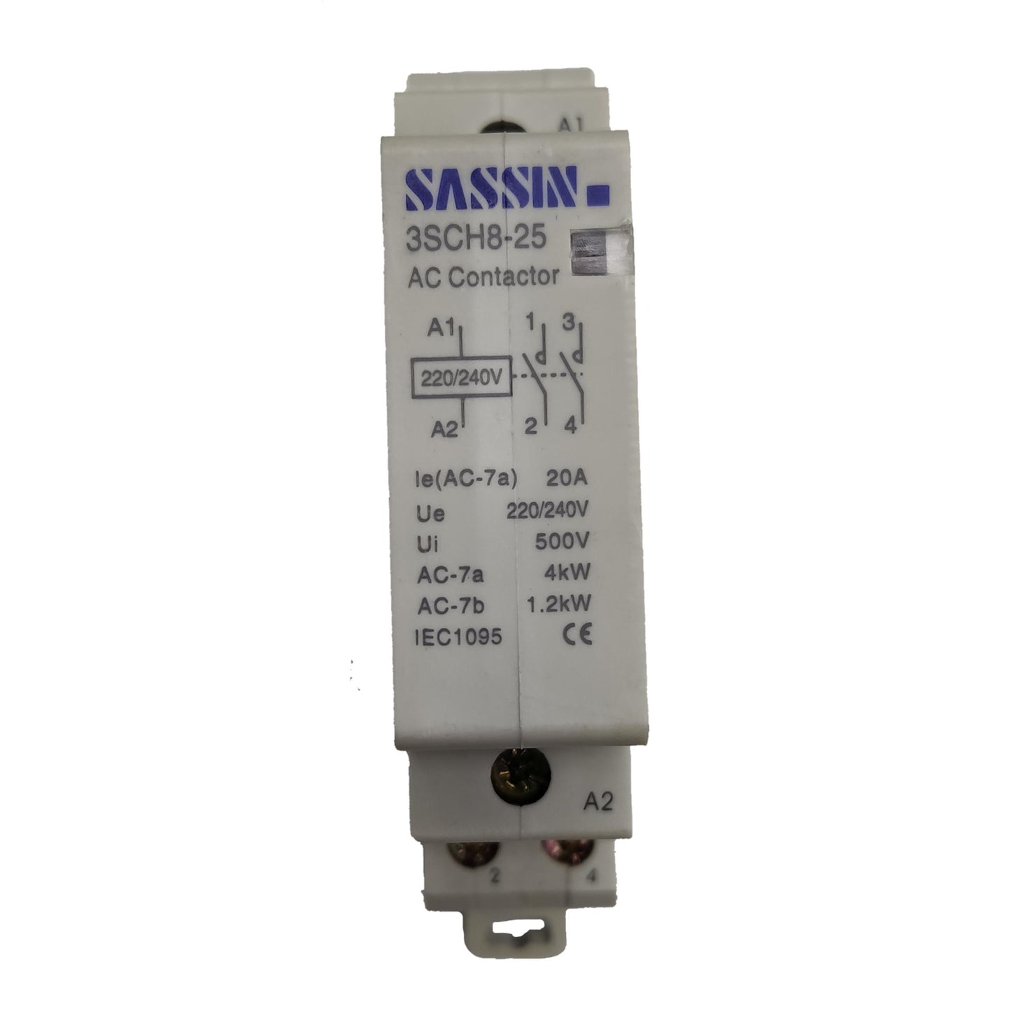 Sassin Miniature Contactor 20A 220V 2NO ( 1 Module DIN Rail Type) 3SCH8-25/2P20A