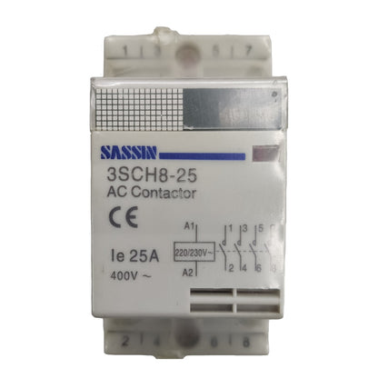 Sassin Miniature Contactor 25A 220V 4NO, 2 Module DIN Rail Type 3SCH8-25 4P