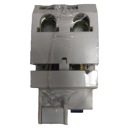 Electrical connector with clear plastic wrap on a white background