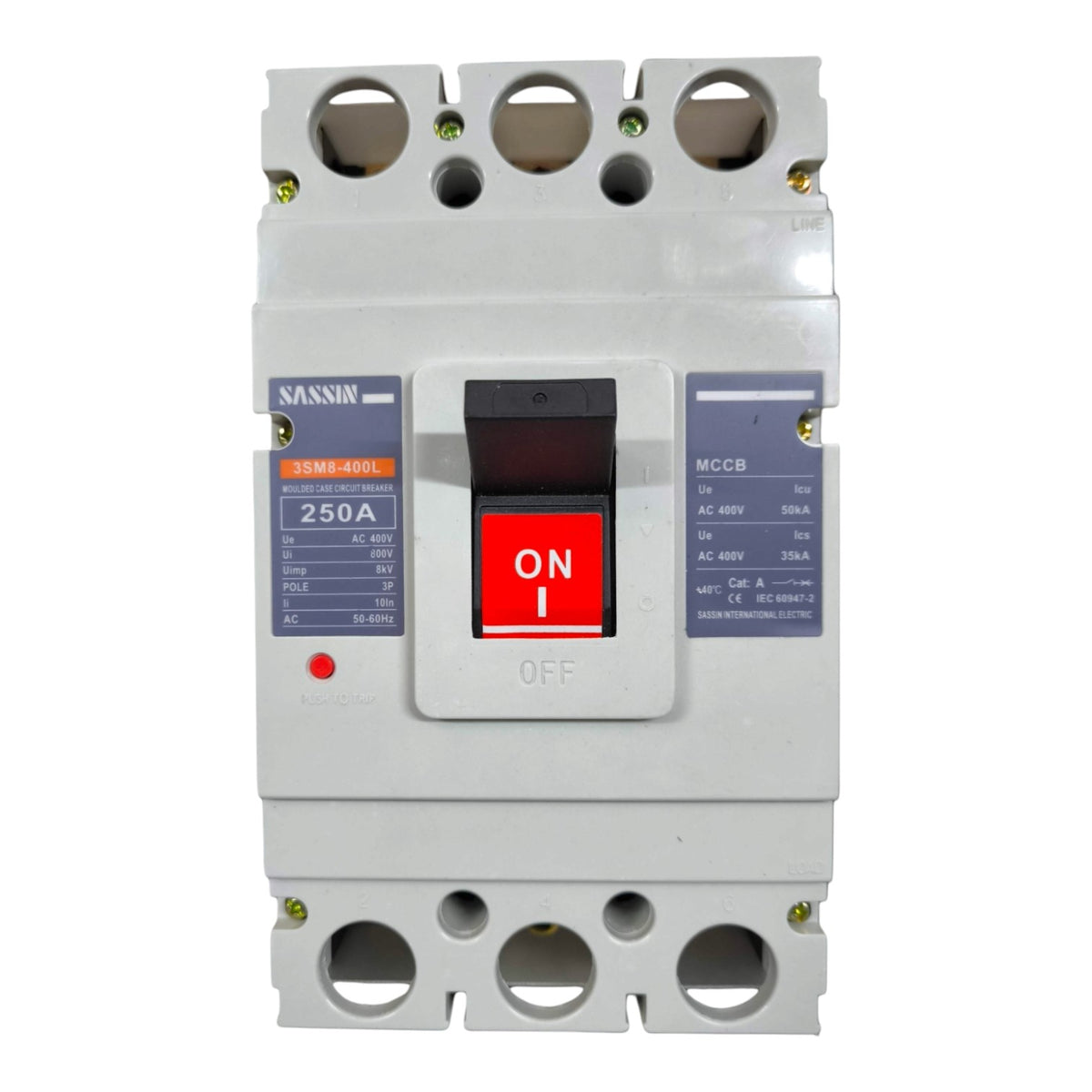 Sassin 250A 3P 50KAIC 250V Molded Case Circuit Breaker 3 Phase 400AF Industrial Circuit Breaker 3SM8-400L-250A Electx Electrical Supply