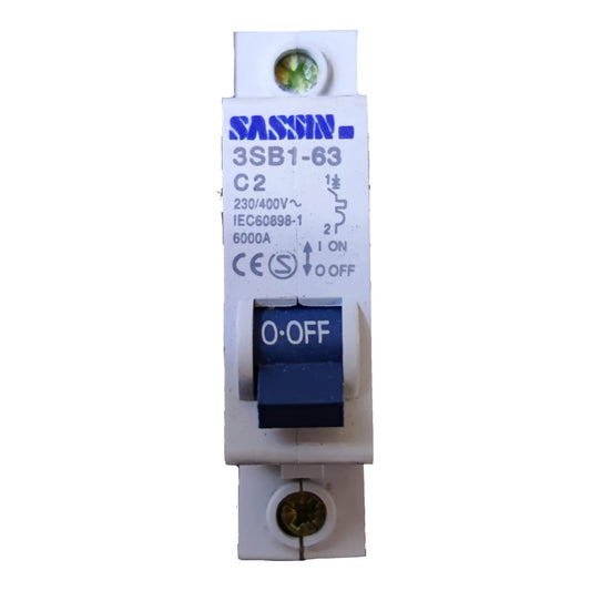 Sassin 2A 1 Pole Miniature Circuit Breaker 4.5 KAIC 220V  DIN Rail Type MCB 3SB1-63C2 Electx Electrical Supply