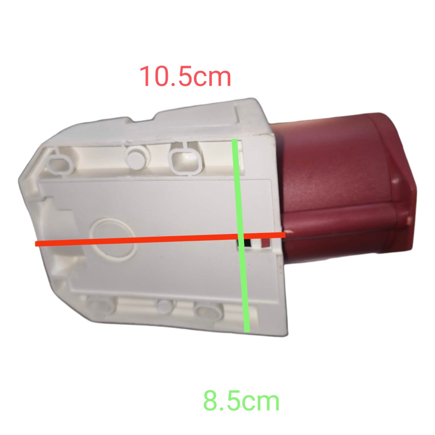 Mechanical component with measurements labeled on a white background