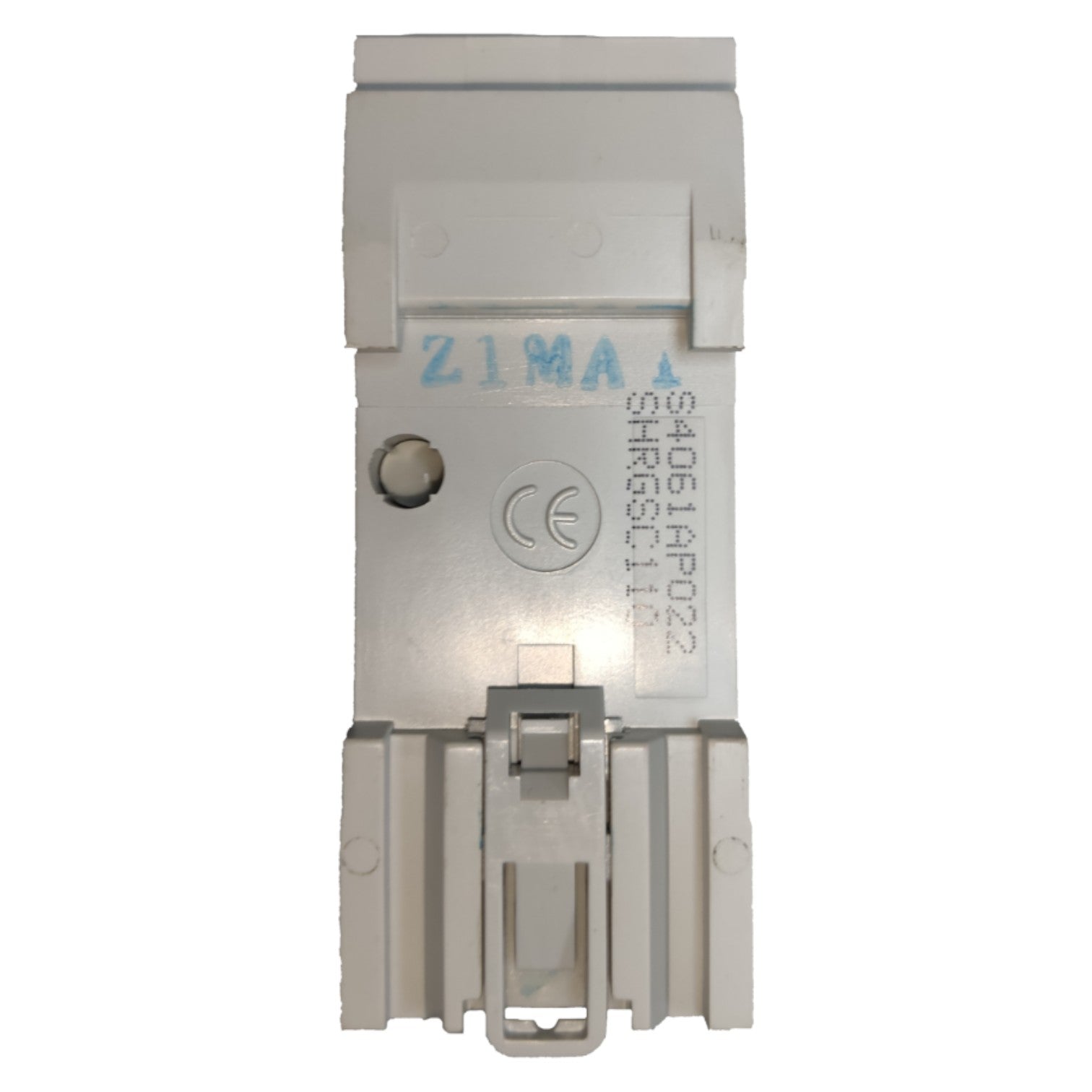 Metallic electrical component with branding and certification marks on a white background