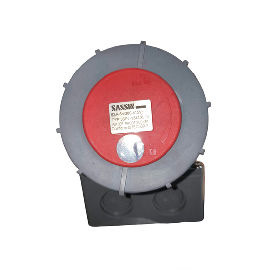 Sassin 4 Pins Industrial Outlet Wall Type power socket with red and gray casing for heavy-duty electrical connections