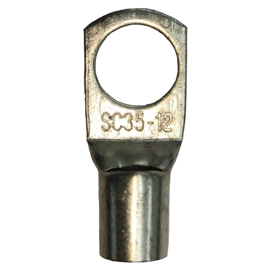Metal terminal with specifications on a white background
