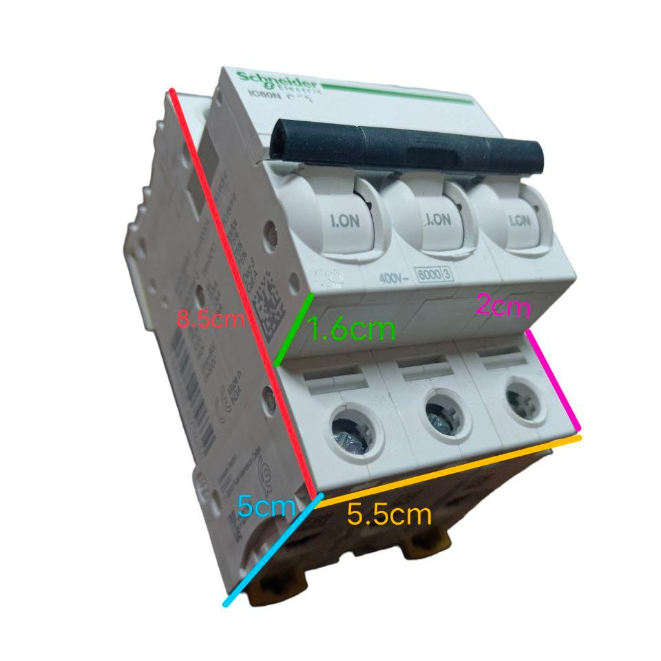 Schneider 63A 3 Pole 6KAIC 220V Miniature Circuit Breaker iC60N C63A A9F74363
