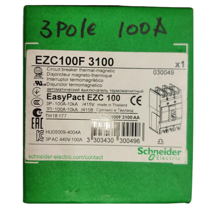 Schneider 100A 3Pole 5KAIC 220V 100AF Industrial Circuit Breaker Type MCCB Molded Case Circuit Breaker Easy Pact EZC100F3100