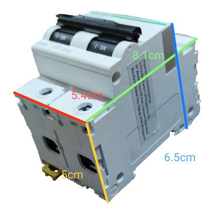 Electrical circuit breaker with measurement markings on a white background
