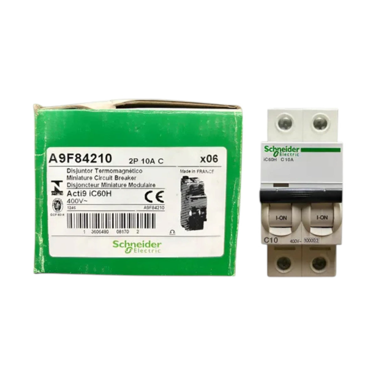 Schneider 10A 2 Pole 30KAIC 220V Miniature Circuit Breaker MCB A9F84210 iC60H C 10A IEC/EN 60898-1
