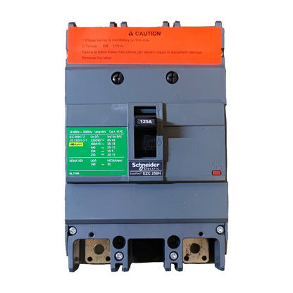 Schneider 125A 2 Pole Single Phase MCCB Industrial Circuit Breaker 36KAIC 220V Easy Pact EZC250H2125