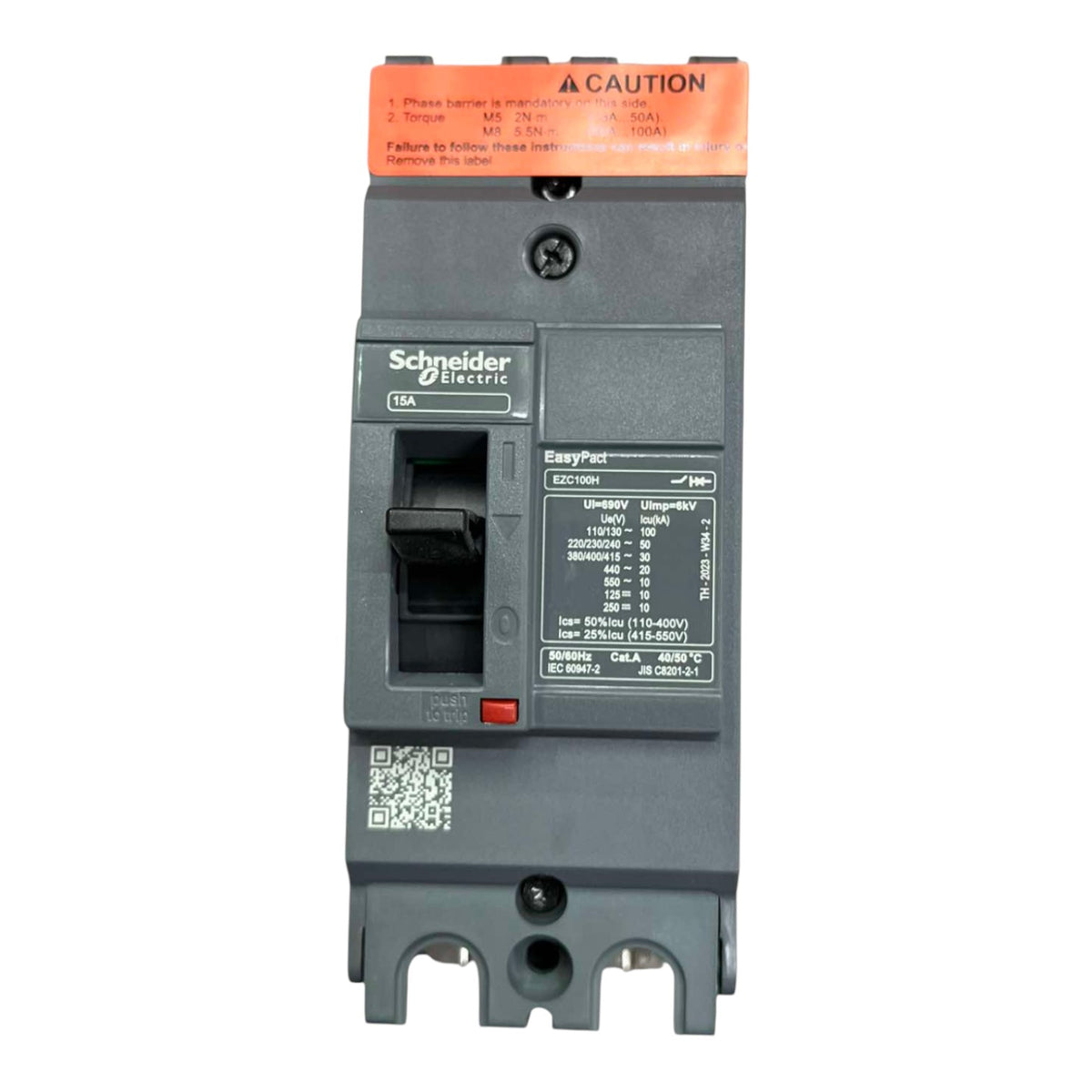 Schneider Electric 16A EasyPet modular electrical contactor in dark gray with an orange top warning label, shown on a white background.