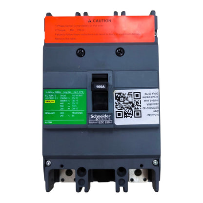 Schneider 160A 2 Pole MCCB Industrial Circuit Breaker Easy Pact Single Phase 36KAIC 250V EZC250H2160 I Electx Electrical Supply