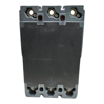 A heavy-duty industrial electrical contactor or relay component with a dark gray metal body, three terminal posts at the top, and three corresponding terminal posts at the bottom, shown against a plain white background.