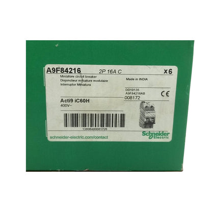 Schneider 16A 2 Pole 30KAIC 220V Miniature Circuit Breaker MCB A9F84216 iC60H C 16A IEC/EN 60898-1