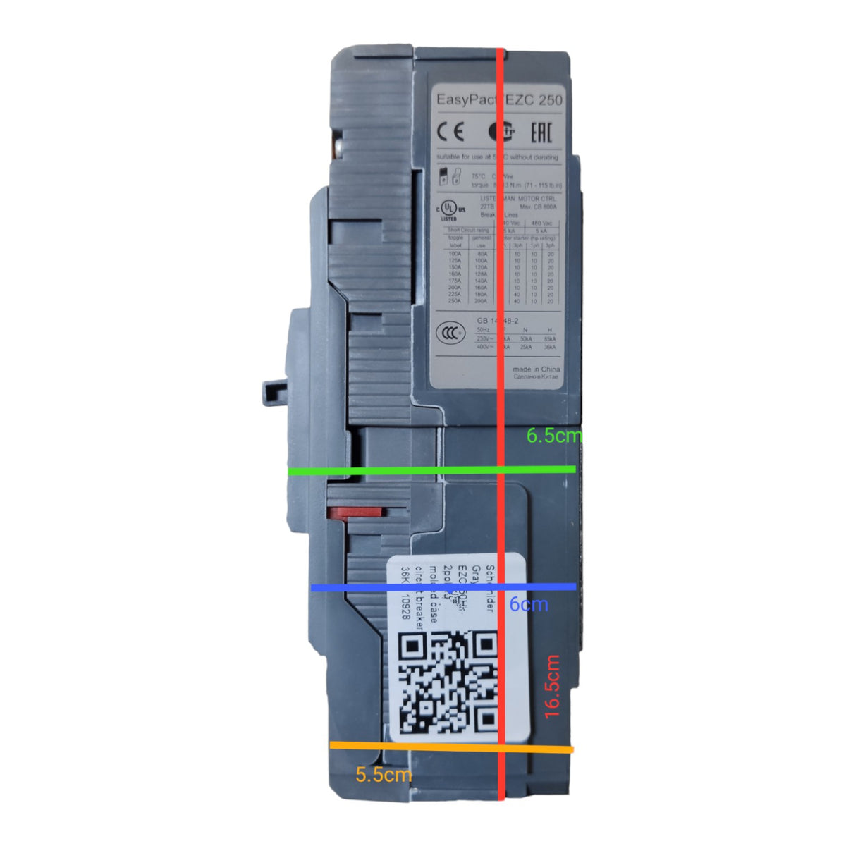Schneider 225A 2 Pole MCCB Industrial Circuit Breaker Easy Pact Single Phase 36KAIC 250V EZC250H2225 I Electx Electrical Supply