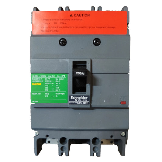 Schneider 250A 2 Pole MCCB Industrial Circuit Breaker Easy Pact Single Phase Industrial Type 36KAIC 250V EZC250H2250