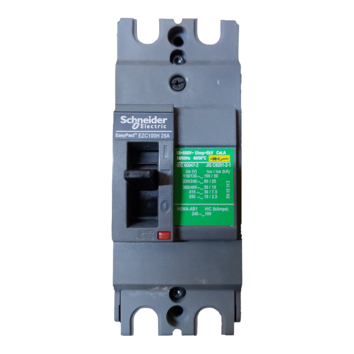 Schneider 25A 2 Pole 25KAIC 250V MCCB EasyPact EZC100H2025 I Electx Electrical Supply