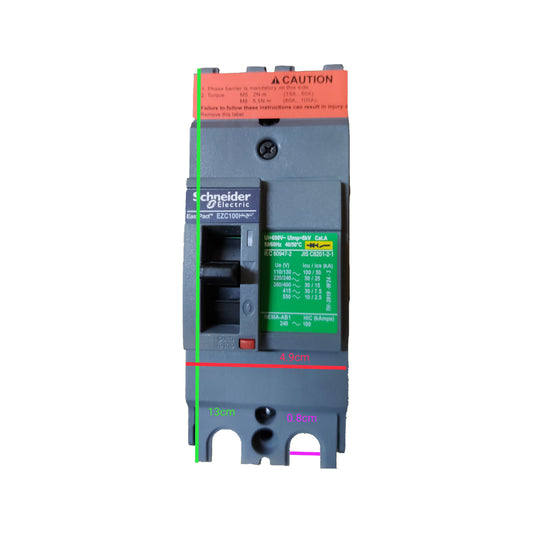 Schneider 25A 2 Pole Breaker Industrial Easy Pact Single Phase Industrial Circuit Breaker EZC100H2025 25KAIC 250V MCCB
