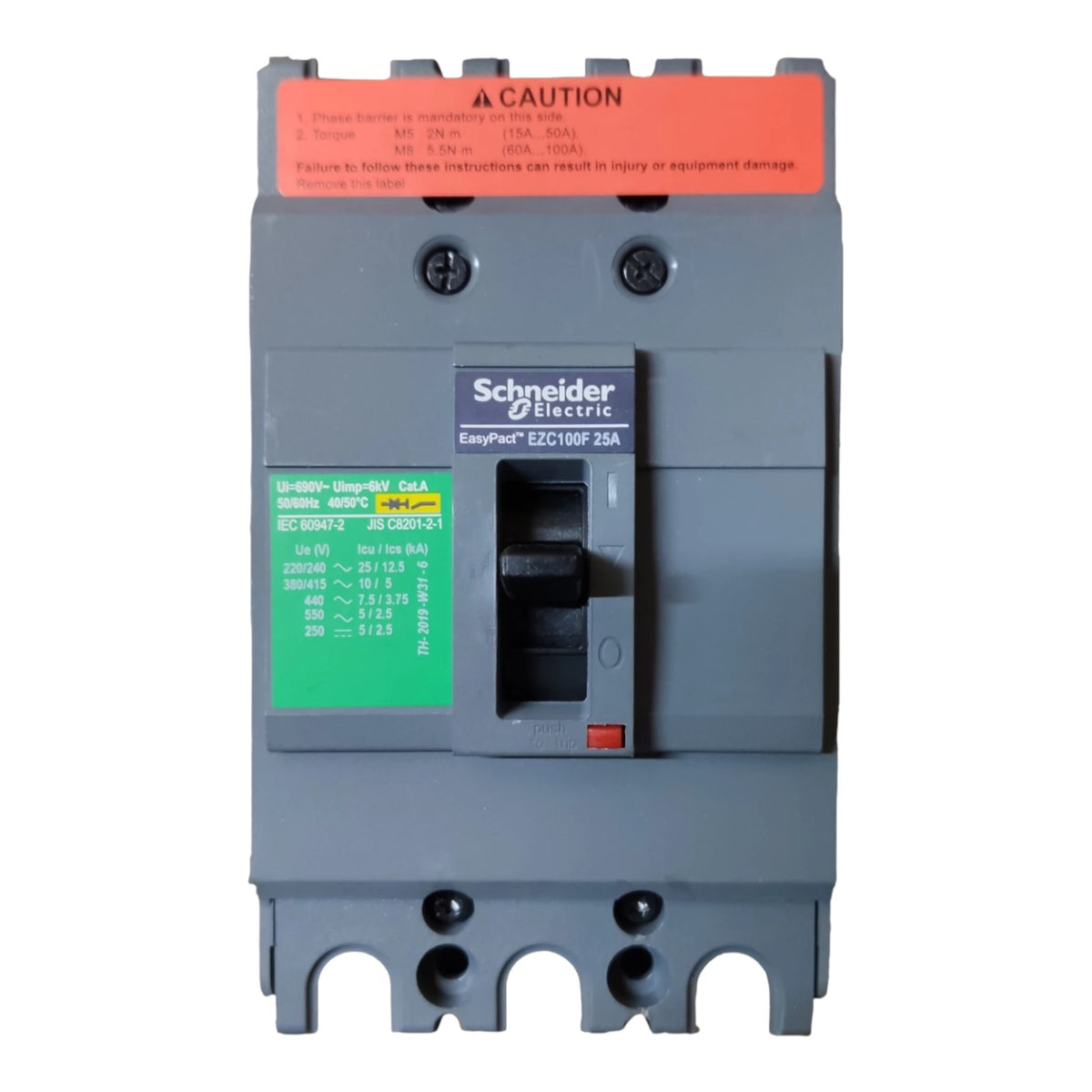 Schneider 25A 3 Pole 5KAIC 220V 100AF Industrial Circuit Breaker Type MCCB Molded Case Circuit Breaker Easy Pact EZC100F3025 I Electx Electrical Supply