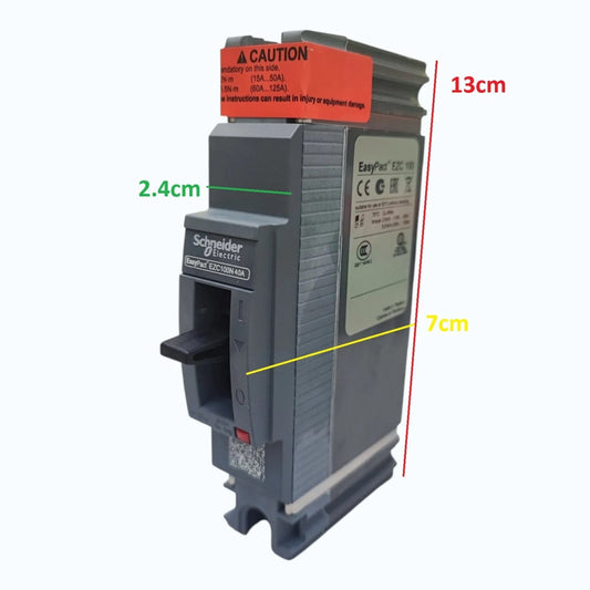 Schneider Electric EasyStart E30 V20 AC drive with dimension annotations showing 13cm height, 7cm width, and 2.4cm depth on a white background.