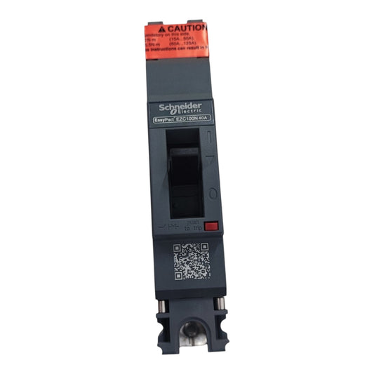 Schneider Electric ELCIA EAC100L60A modular electrical contactor module, featuring a dark gray body, an orange top warning label, and a black central terminal block, shown on a plain white background.