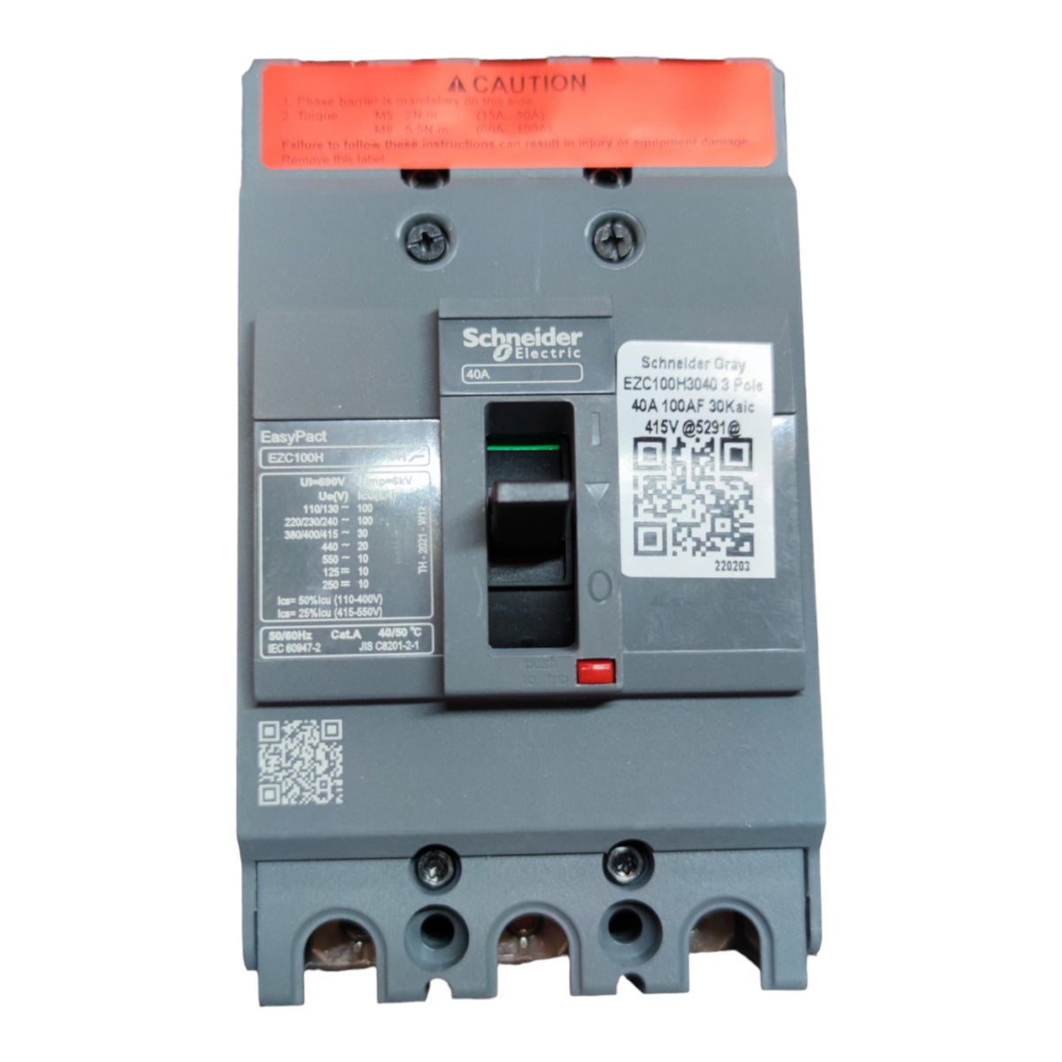 Schneider 40A 3P 10KAIC 220V MCCB Industrial Circuit Breaker EZC100H3040 I Electx Electrical Supply