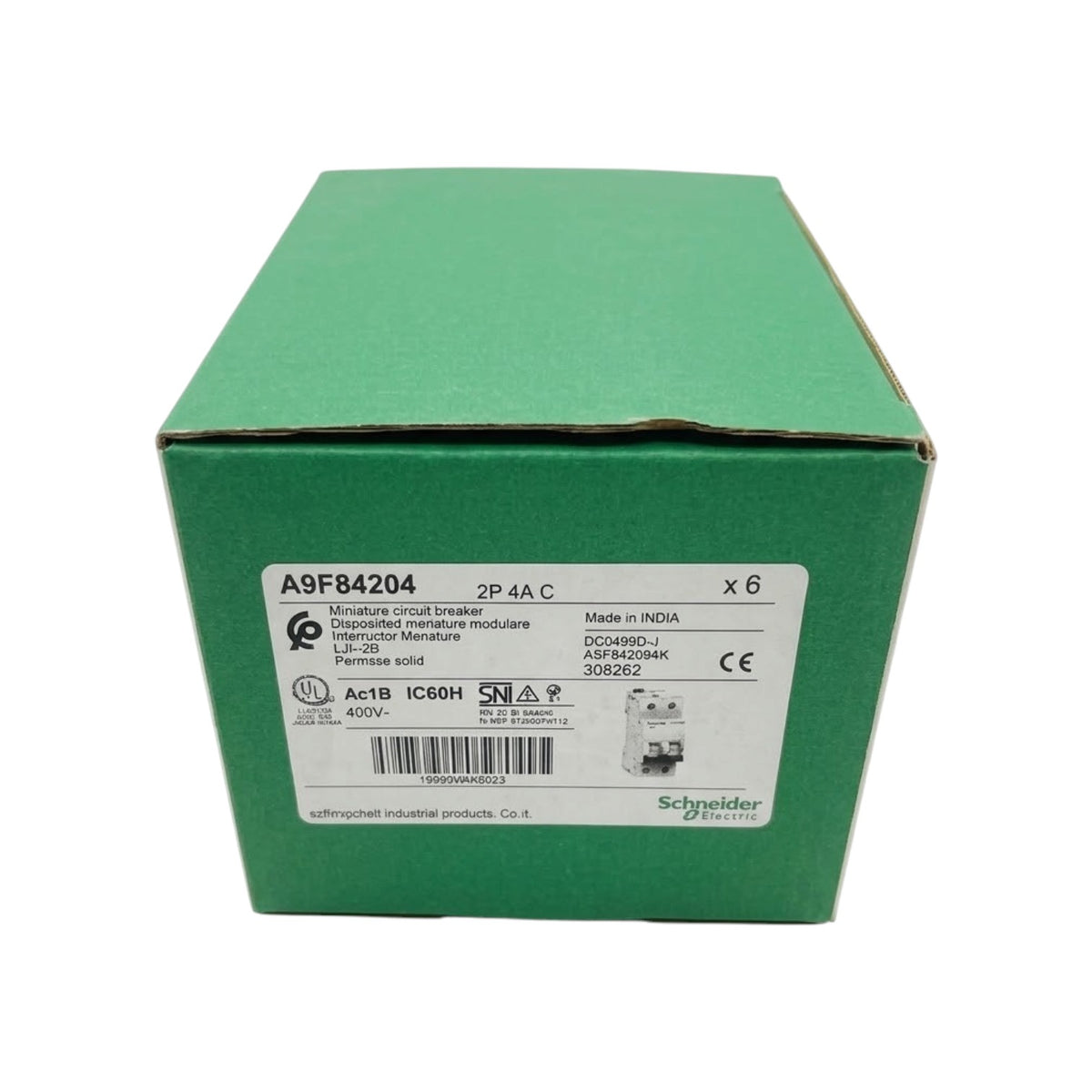 Schneider 4A 2 Pole 30KAIC 220V Miniature Circuit Breaker MCB A9F84204 iC60H C 4A IEC/EN 60898-1