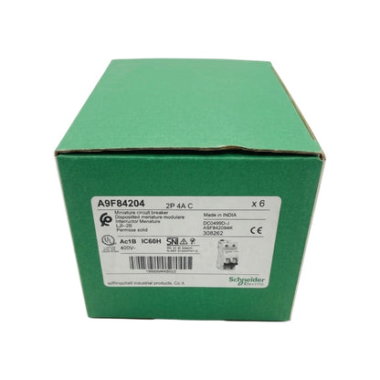 Schneider 4A 2 Pole 30KAIC 220V Miniature Circuit Breaker MCB A9F84204 iC60H C 4A IEC/EN 60898-1