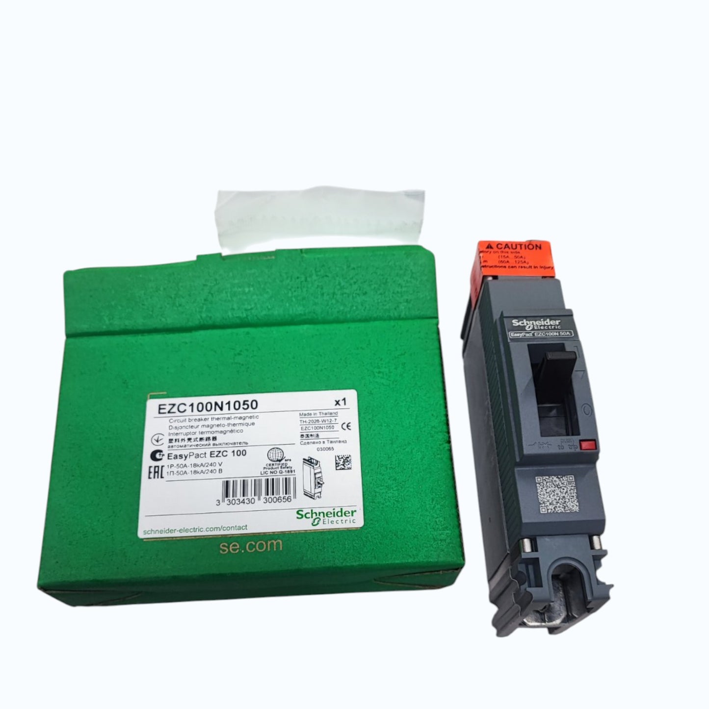 Schneider 50A 1 Pole Industrial Circuit Breaker 18KAIC 240V EZC100N1050