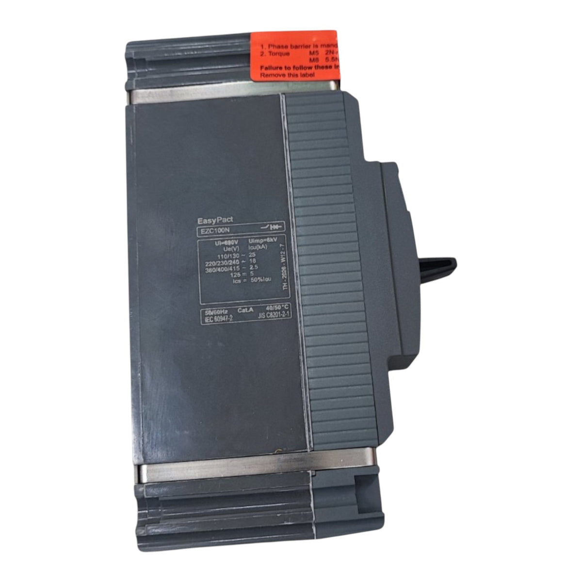 A Siemens EasyPart EEC 1600-2 industrial electronic component, featuring a dark gray ribbed plastic housing, a black terminal knob, and an orange identification sticker on top, shown against a plain white background.