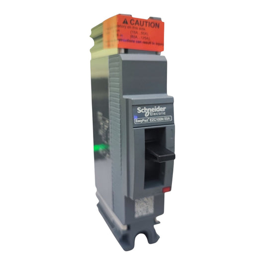 Schneider Electric LRP30 63A modular electrical contactor, featuring a gray plastic housing, a black lever handle, an orange warning label at the top, and a green indicator light, isolated on a white background.