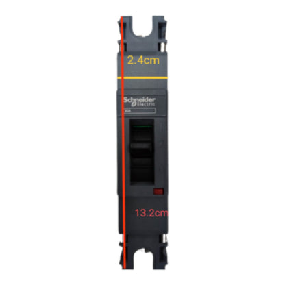 Schneider Electric TNSF20 modular electrical contact block with dimension markings showing 2.4cm width and 13.