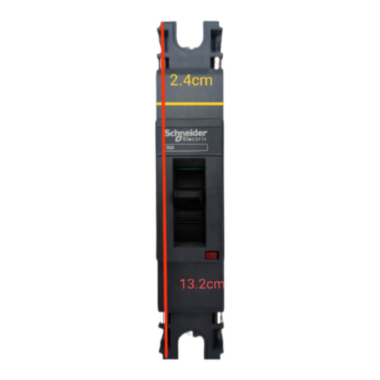 Schneider Electric TNSF20 modular electrical contact block with dimension markings showing 2.4cm width and 13.