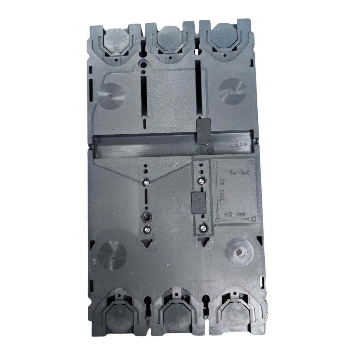 A large gray industrial electrical component or switch module photographed from above on a plain white background.