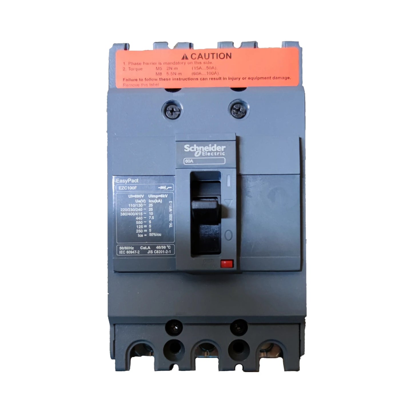 Schneider 60A 3 Pole 5KAIC 220V 100AF Industrial Circuit Breaker Type MCCB Molded Case Circuit Breaker Easy Pact EZC100F3060