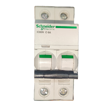 Schneider 6A 2 Pole 220V 6KAIC Miniature Circuit Breaker MCB A9F74206 iC60N 6A