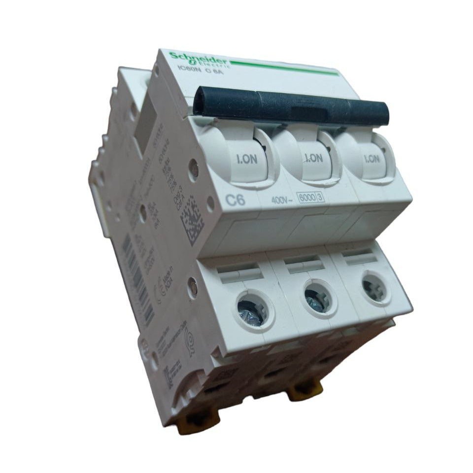 Schneider 6A 3 Pole Miniature Circuit Breaker 220V 6 KAIC A9F74306 Electx Electrical Supply