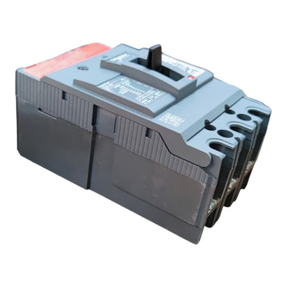 A gray electrical circuit breaker with a red top cover and a black toggle switch, shown on a plain white background.