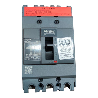 Schneider Electric EasyPid ELCB circuit breaker in dark gray with a red top label and a white QR code sticker on the front.