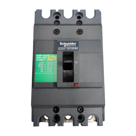 Schneider 80A 3 Pole 5KAIC 220V 100AF Industrial Circuit Breaker Type MCCB Molded Case Circuit Breaker Easy Pact EZC100F3080