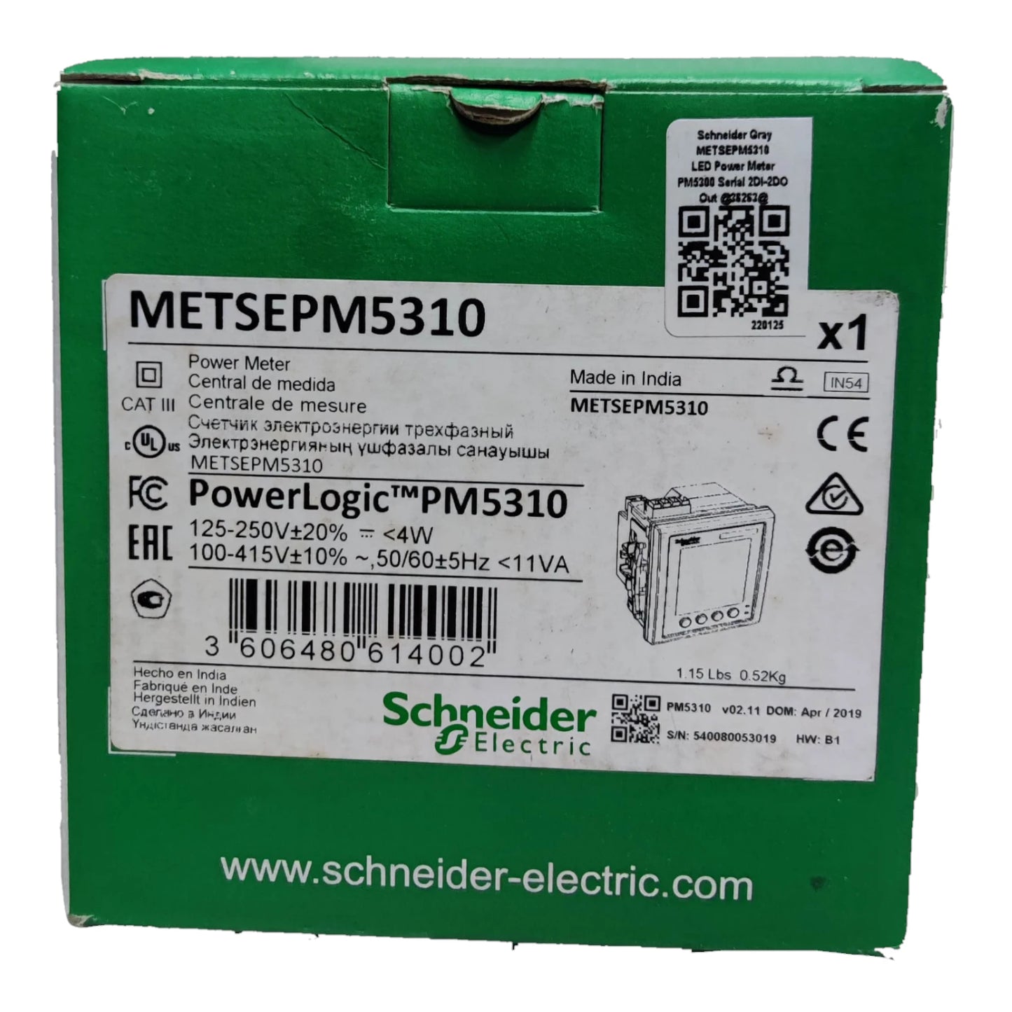 Schneider Digital Power Meter METSEPM5310 Power Logic PM5310 90-450V AC 45-65 Hz RS485 Single Phase or 3 Phase