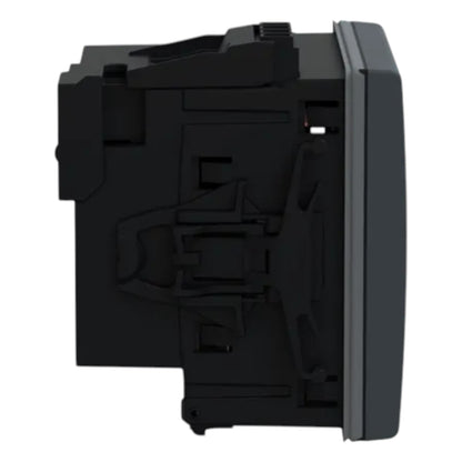 Black electronic device component on a white background