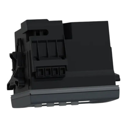A black plastic replacement part, likely an automotive or electronic module, shown from a three-quarters perspective on a solid white background.