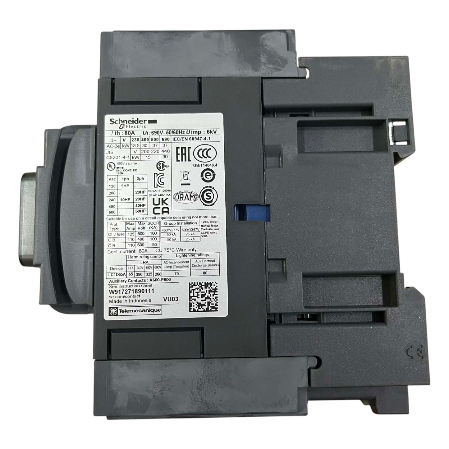 Schneider electric contactor on a white background