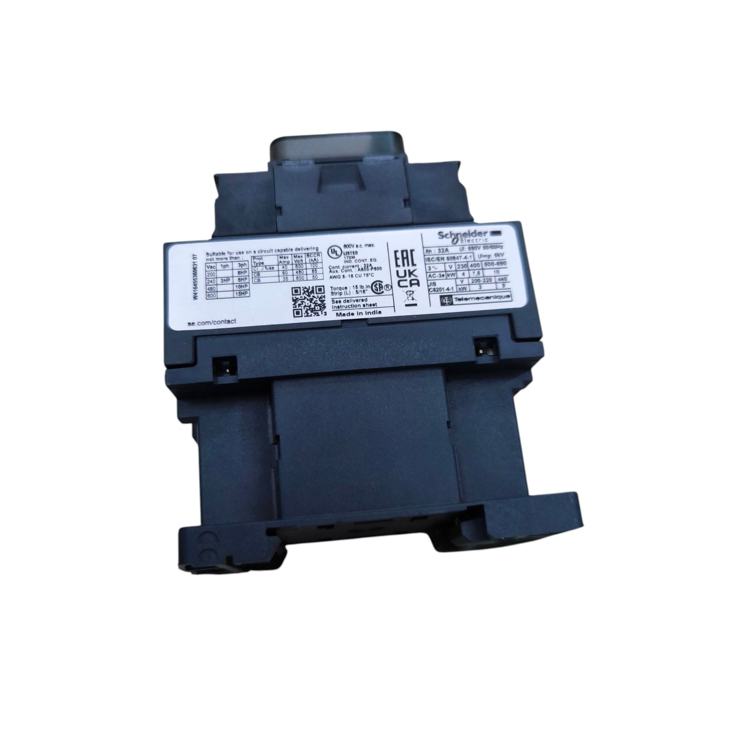 Schneider Magnetic Contactor LC1D18F7 110 Volts with clear labeling for reliable electrical connections