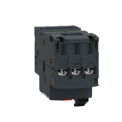 Black electrical switch or relay on a white background